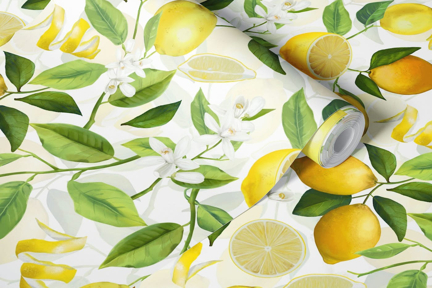 Vintage Summer Lemon Garden - SMALL wallpaper roll