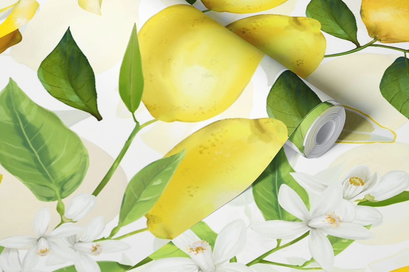 Vintage Summer Lemon Garden - LARGE wallpaper roll