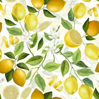 Vintage Summer Lemon Garden - LARGE tapet