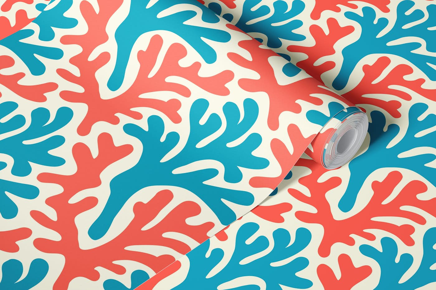 Blue pink corals pattern / 3133 E wallpaper roll