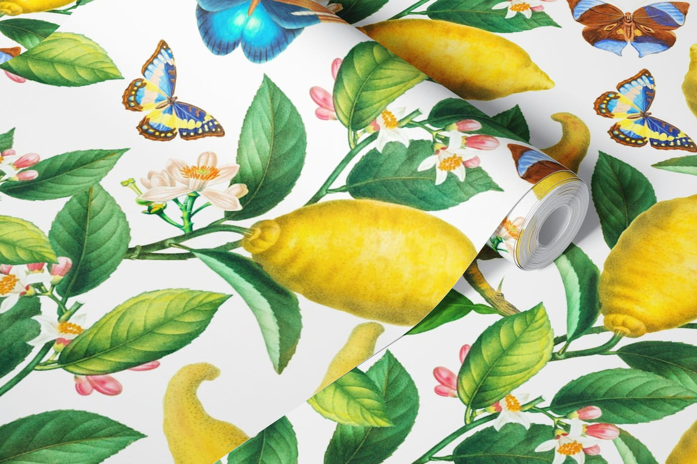 Vintage Exotic Lemon Summer wallpaper roll