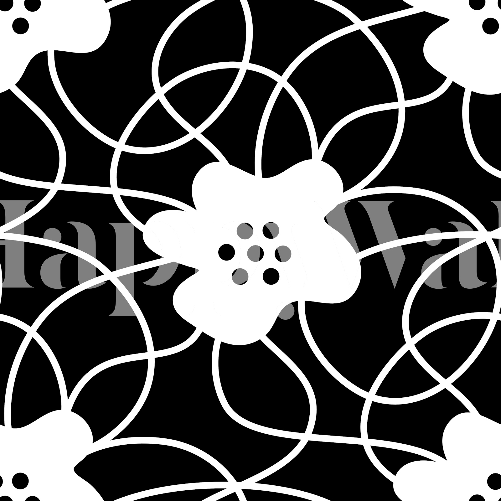 Black and white floral pattern / 3136D wallpaper | Happywall