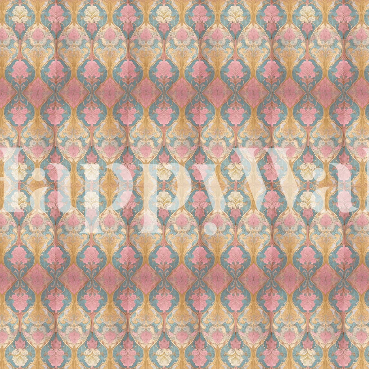 Κομψή τοιχογραφία τοίχου σε στυλ Regency με παστέλ αποχρώσεις και περίτεχνα μοτίβα