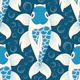 Koi fish pattern, blue / 3181B