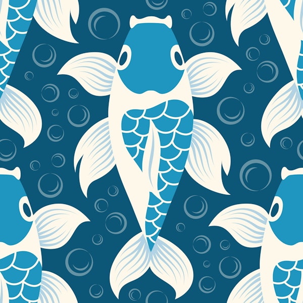 Koi fish pattern, blue / 3181B