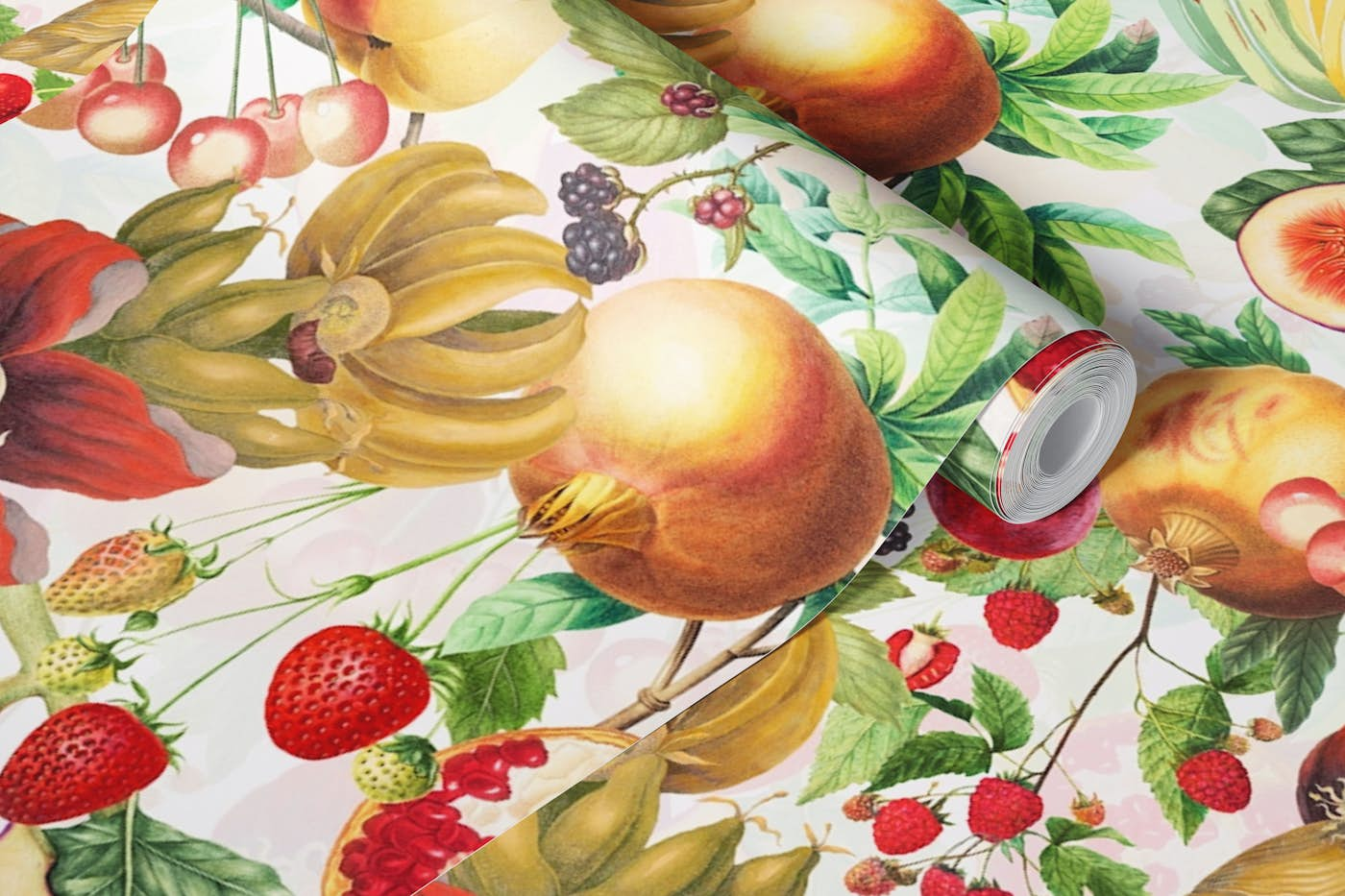 Exotic Vintage Fruits Garden wallpaper roll