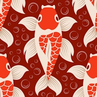 Koi fish pattern, red / 3181C papel de parede