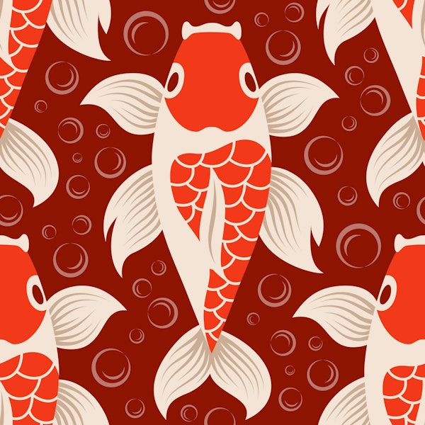 Koi fish pattern, red / 3181C