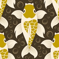 Koi fish pattern, golden / 3181D papel de parede