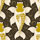 Koi fish pattern, golden / 3181D