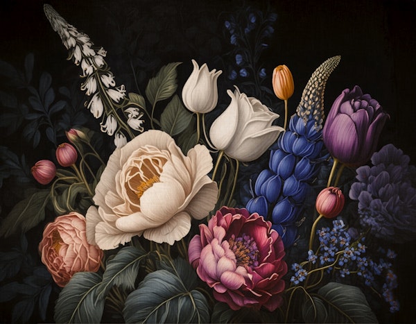 Moody baroque summer flowers