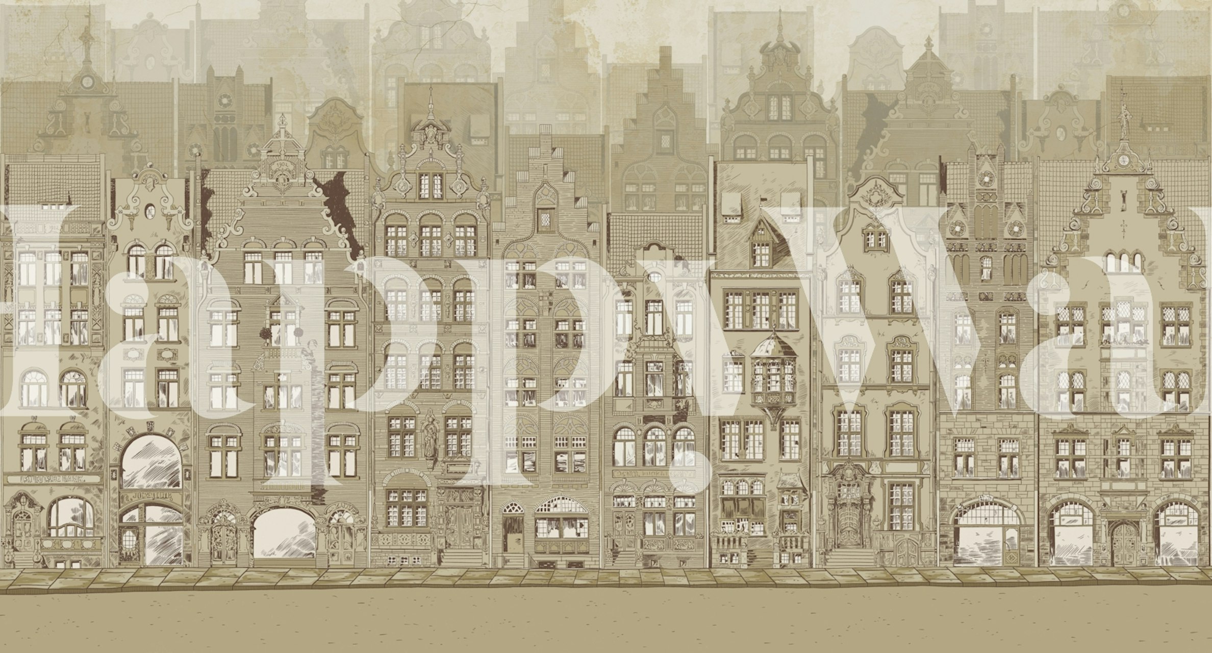 Affresco grafico delle case di Amsterdam in una stanza