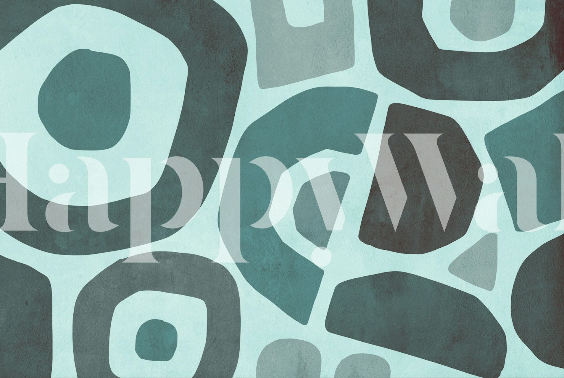 Abstract Paper Cuts Abstract Art Teal vormen in kamerinrichting