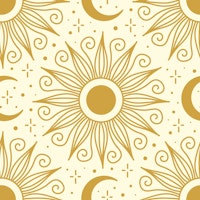 Golden sun and moon vintage pattern / 3140 D wallpaper