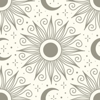 Silver sun and moon vintage pattern / 3140E wallpaper