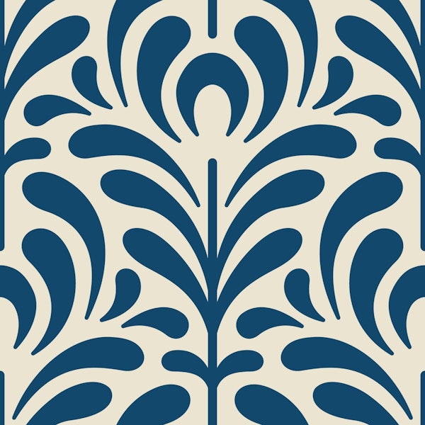 Abstract plants pattern, navy blue / 3142B
