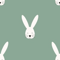Happy Bunny sage green papiers peint