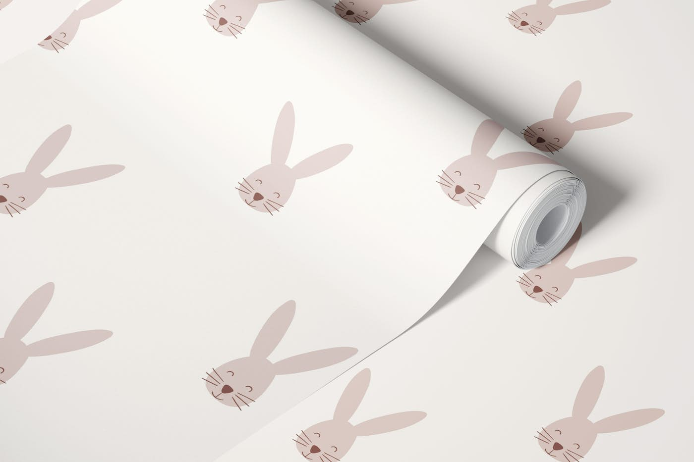 Happy Bunny beige wallpaper roll