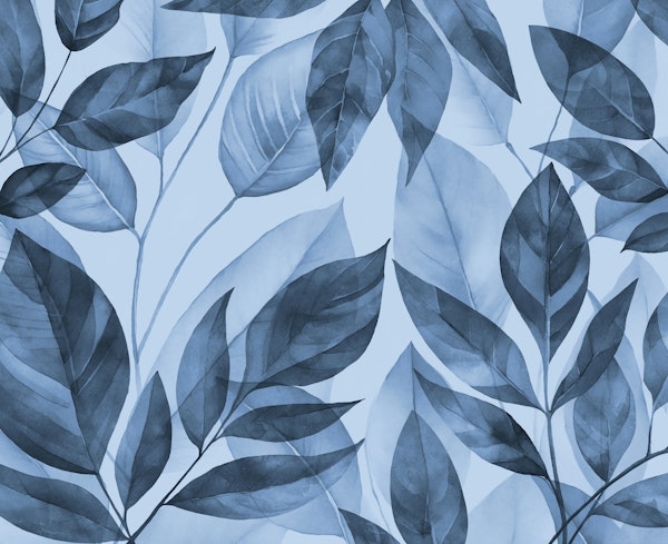 Calm Leaves Navy Blue Foliage