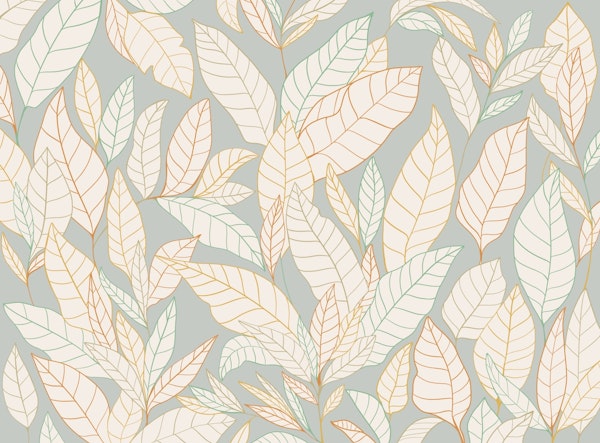 Pastel leaves and blue