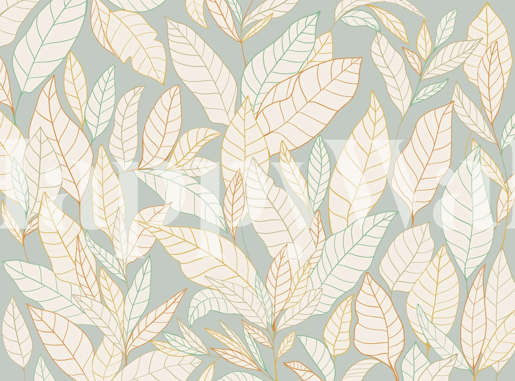 Pastel leaves wallpaper in a room