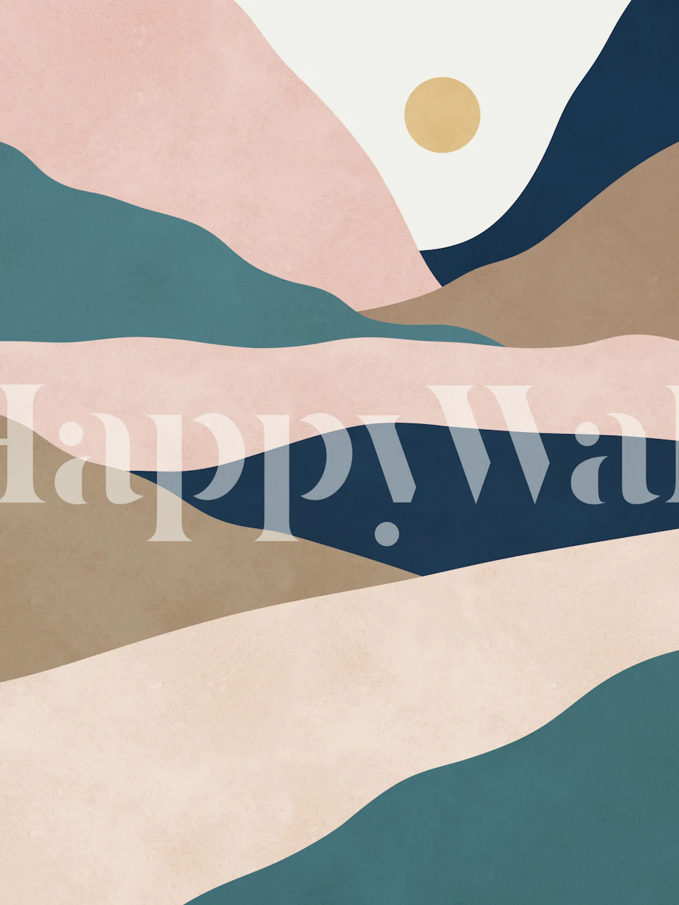 Watercolor landscape wallpaper in a room