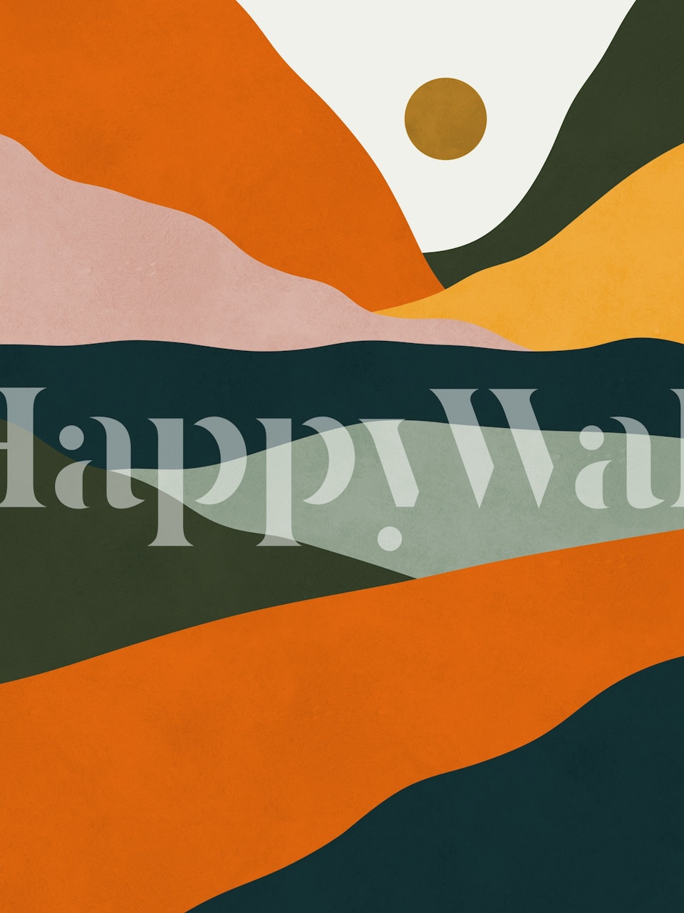 Watercolor landscape wallpaper in a modern setting