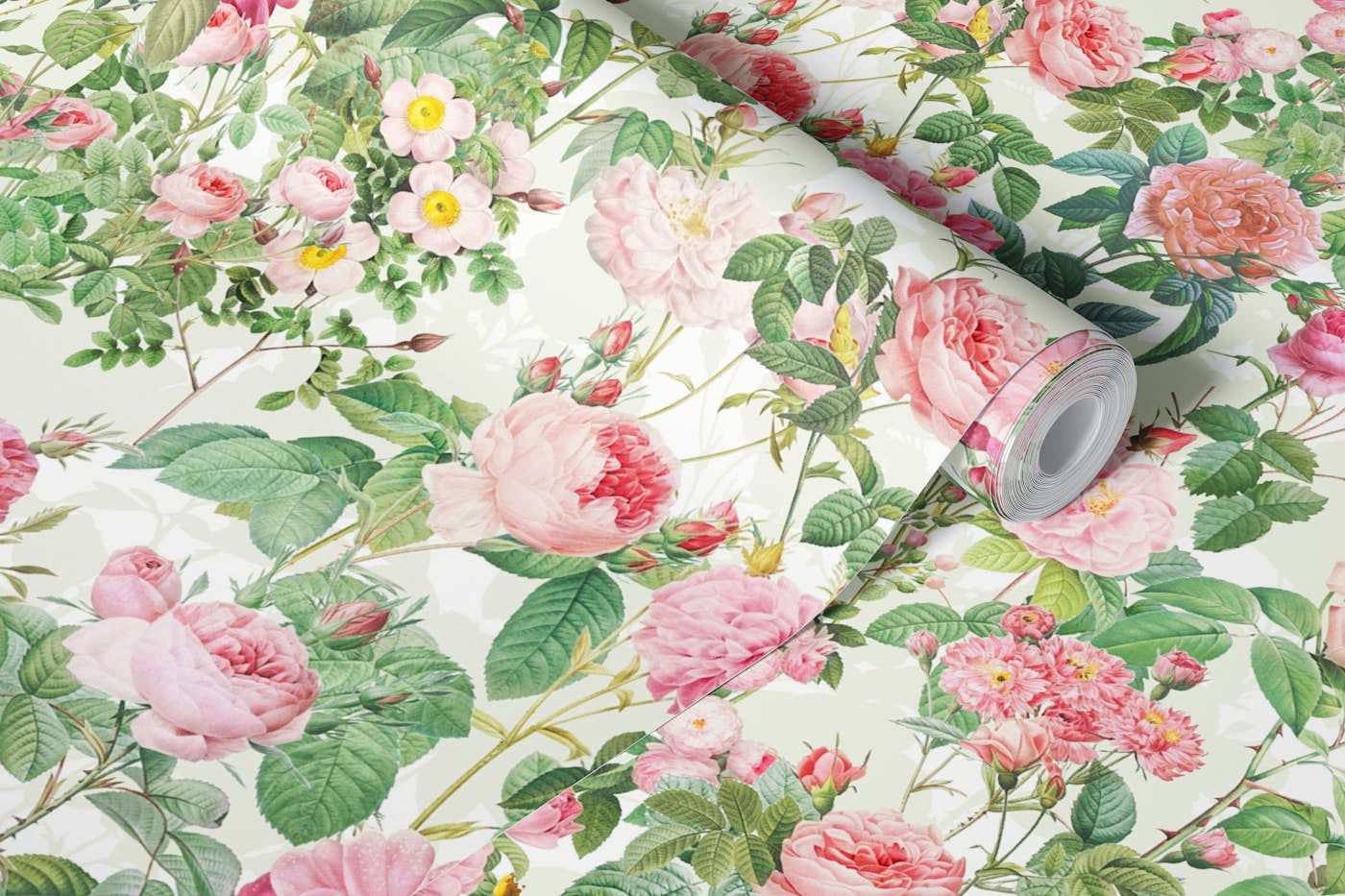 Pink Vintage Floral Pattern wallpaper roll