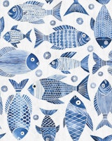 Underwater Blue Fish Parade Blue carta da parati