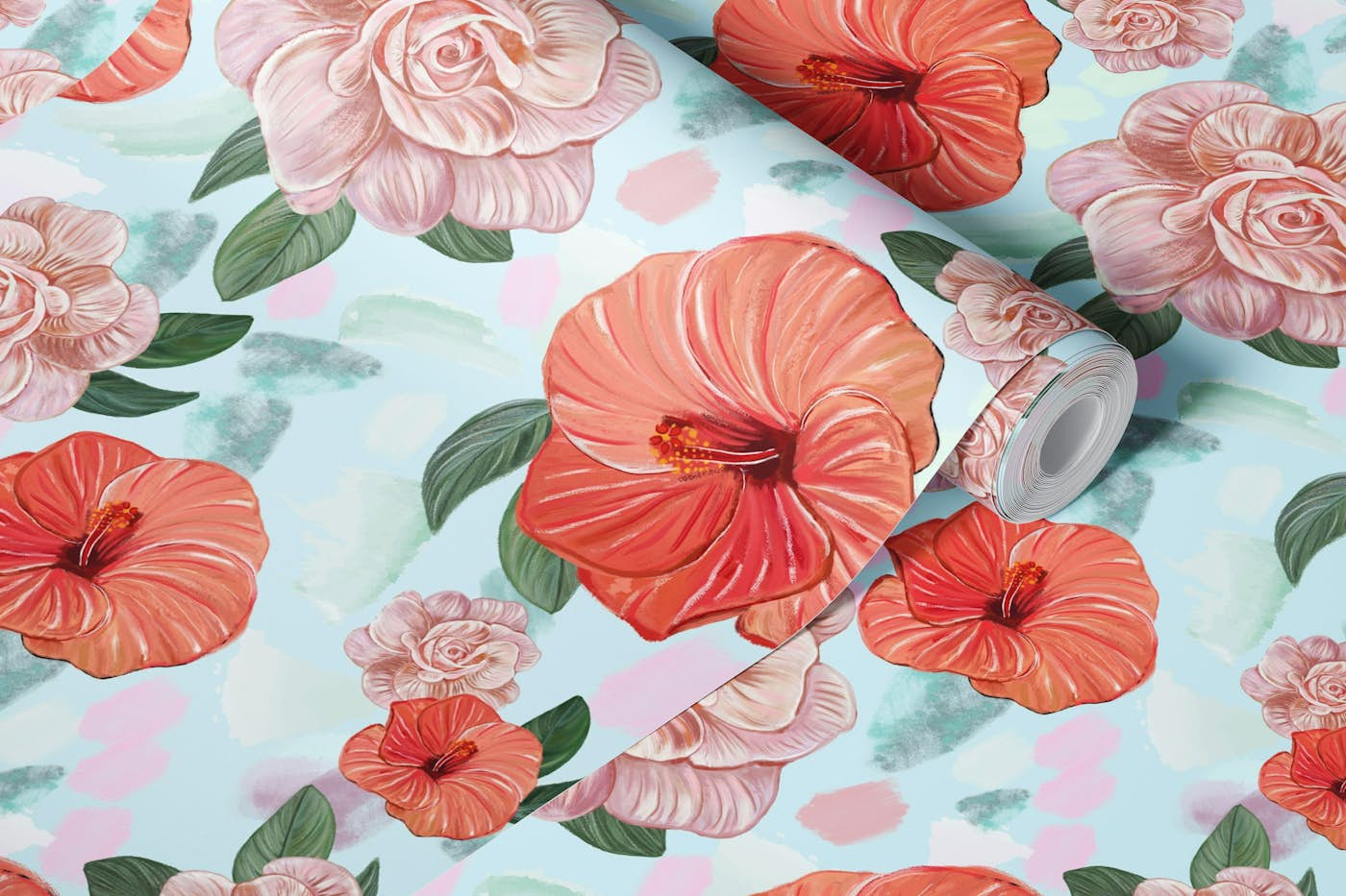 Oily flower pattern wallpaper roll