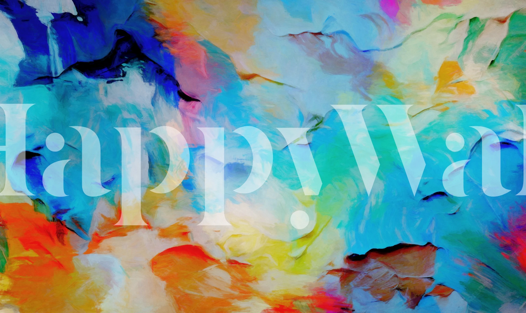 Colorful abstract brushstroke design in blue, orange, yellow wallpaper