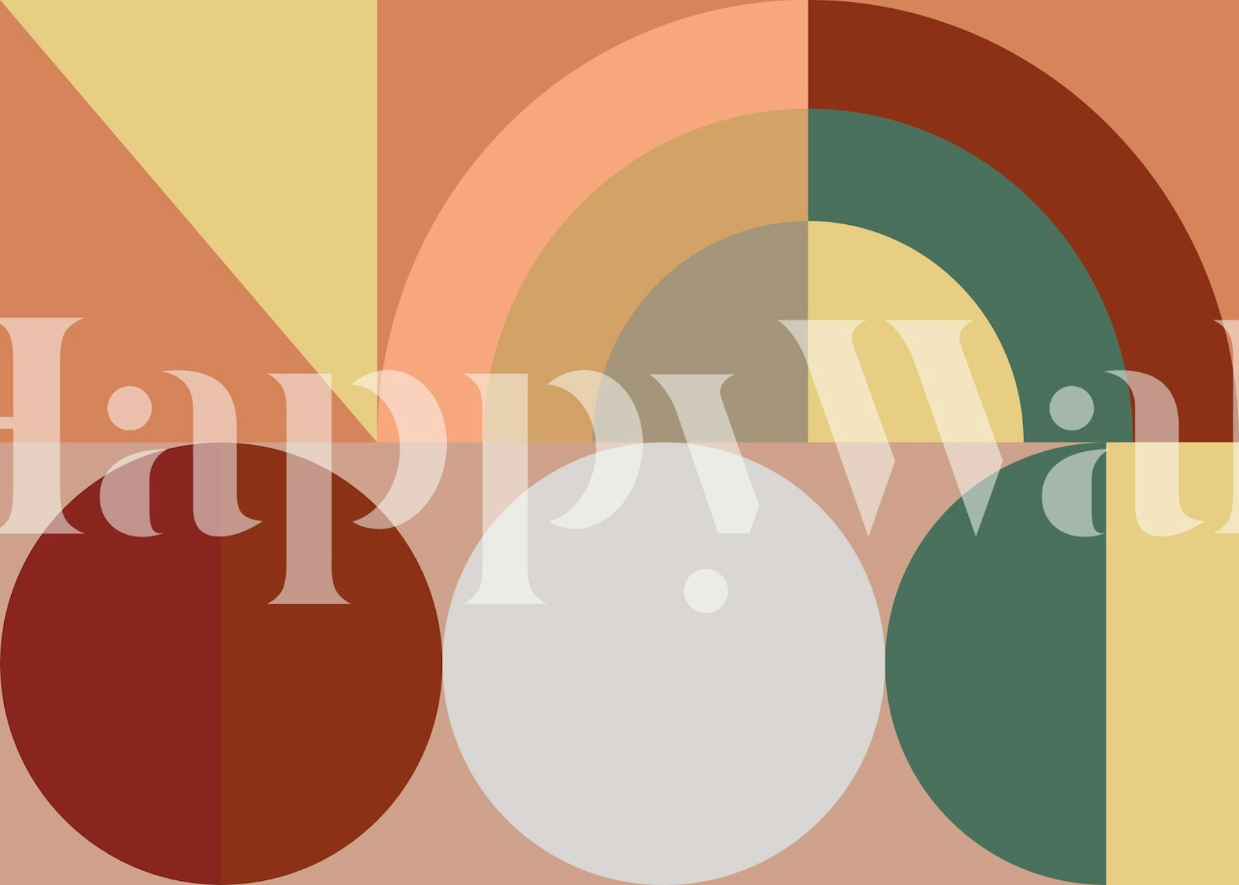 Geometric shapes in earthy tones orange, green, beige wallpaper