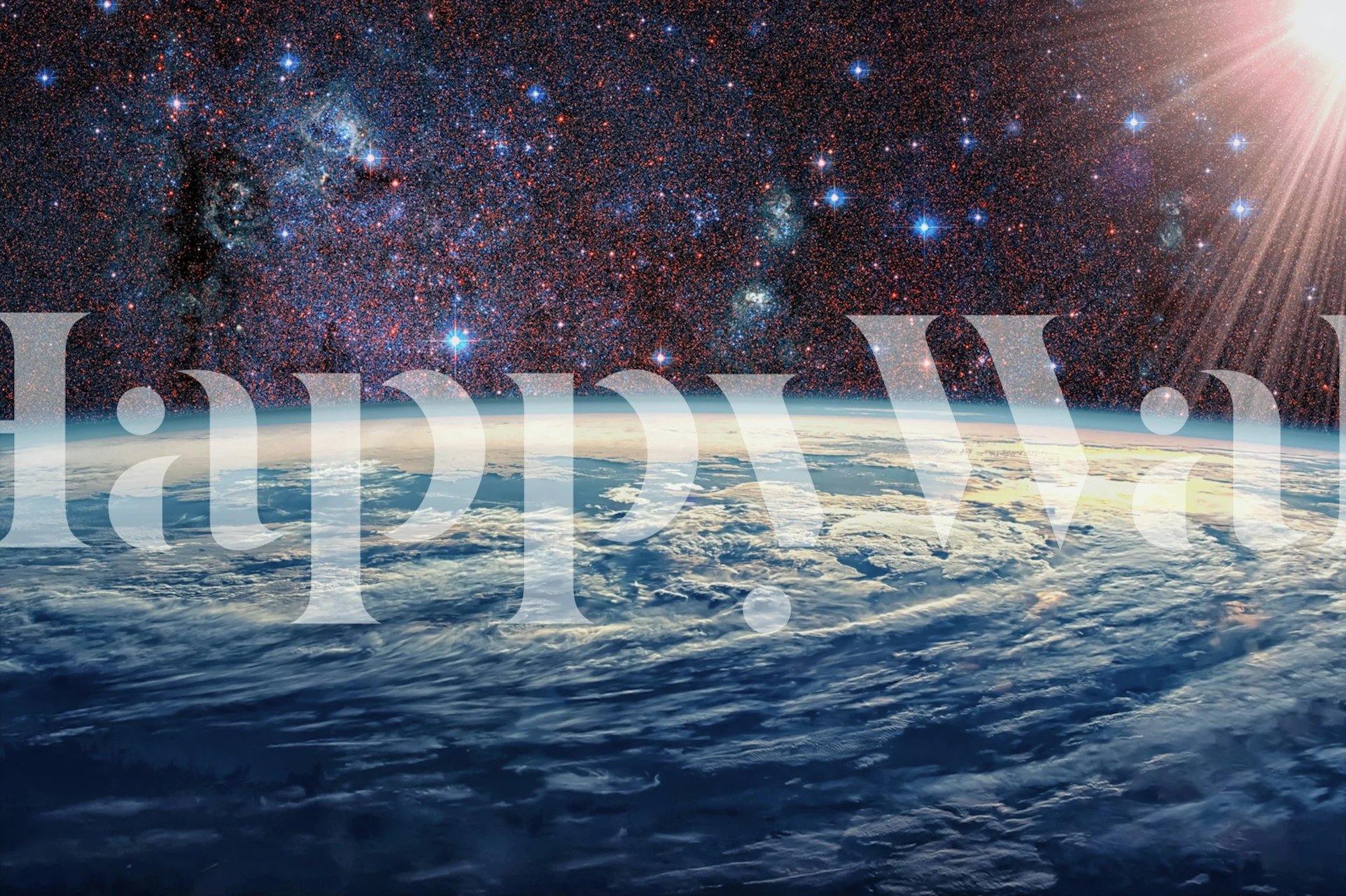 Cosmic view of Earth from space with stars and planets