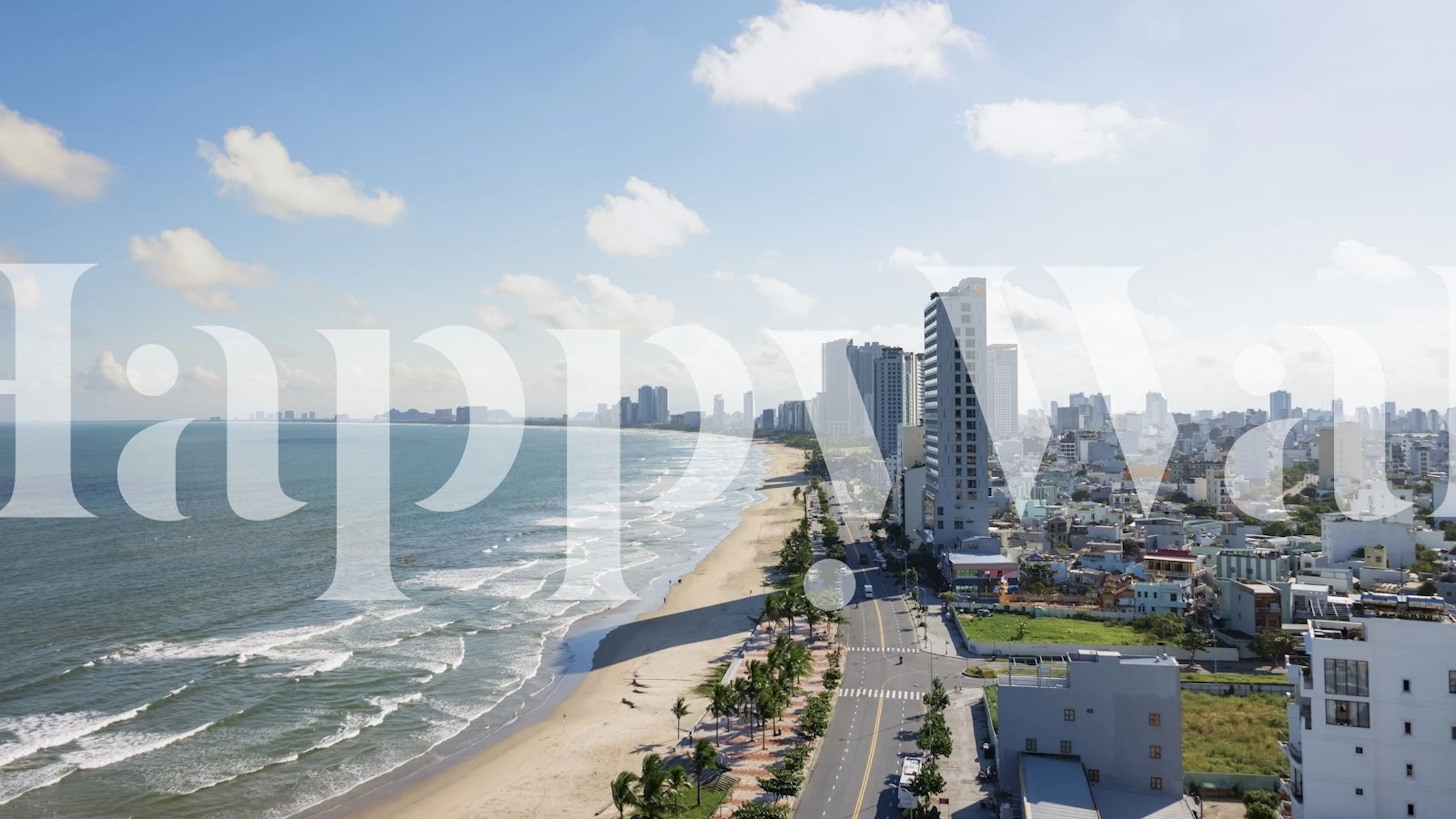 Papel de parede da costa de Da Nang em um quarto moderno