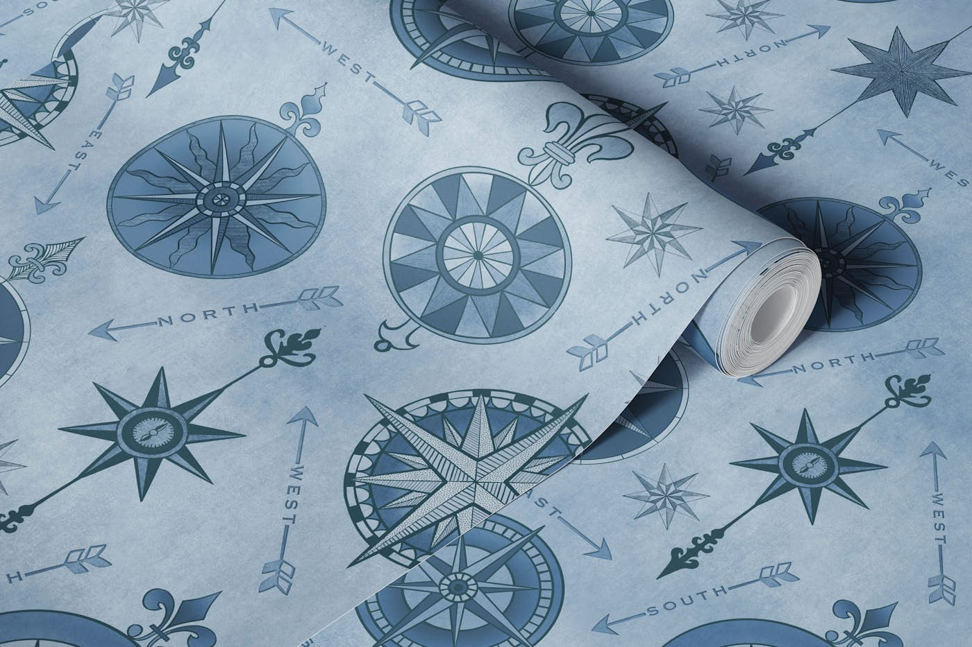 Explore The World Vintage Compass Navy wallpaper roll