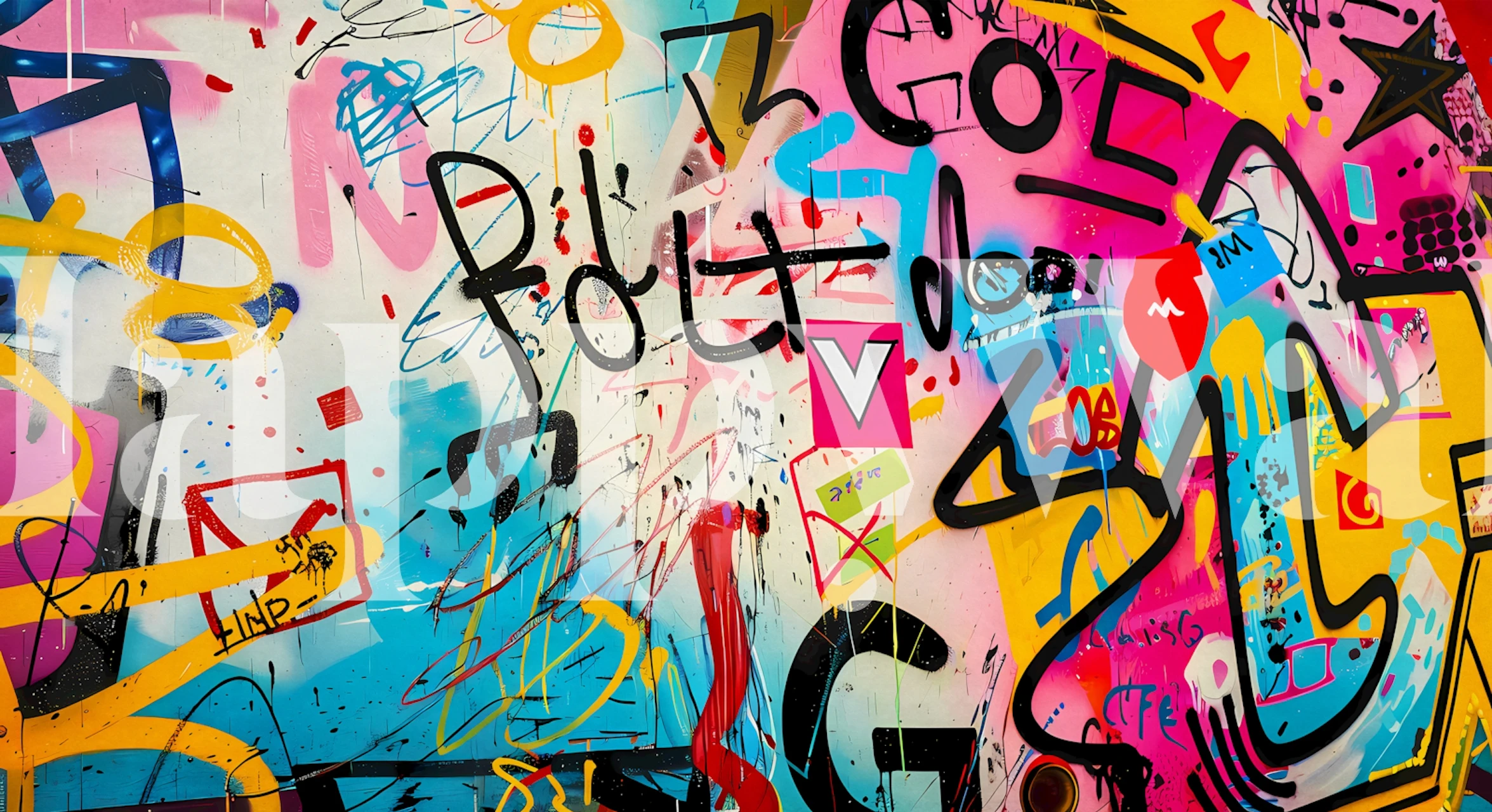 Graffiti Style 3 wallpaper design in a room