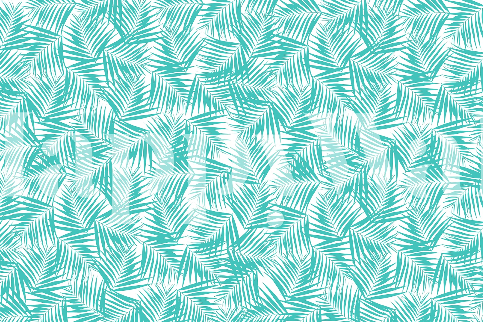Tropisch palmbladpatroon in turquoise en witte kleuren