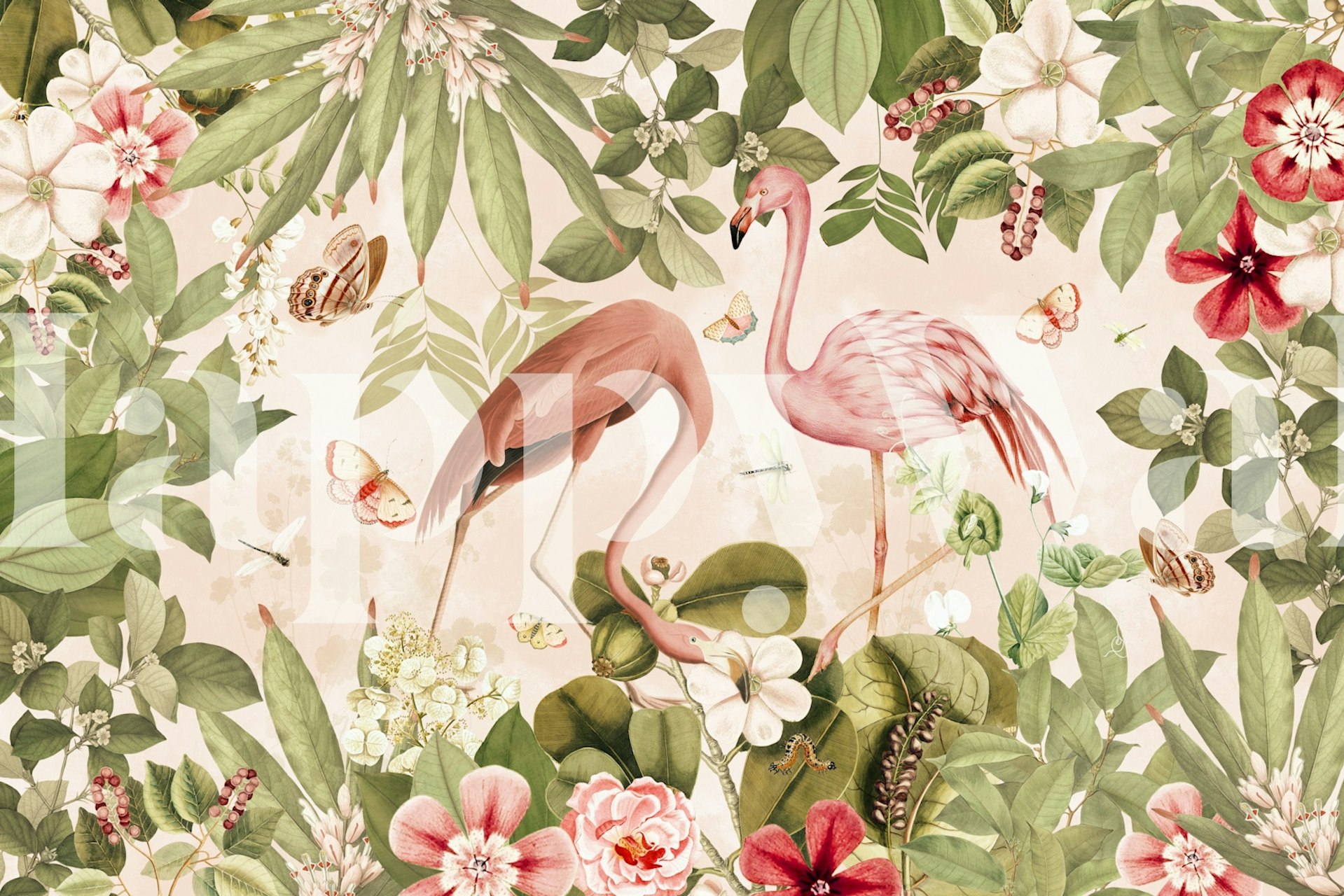 Flamingo Tropical Paradise Jungle wallpaper in a room