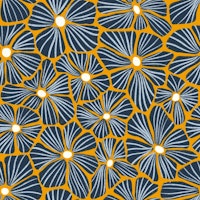 Textured Flower Mosaic - Gold Navy White wallpaper