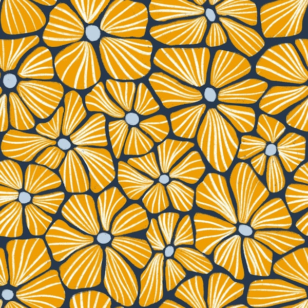 Textured Flower Mosaic - Navy Gold Slate
