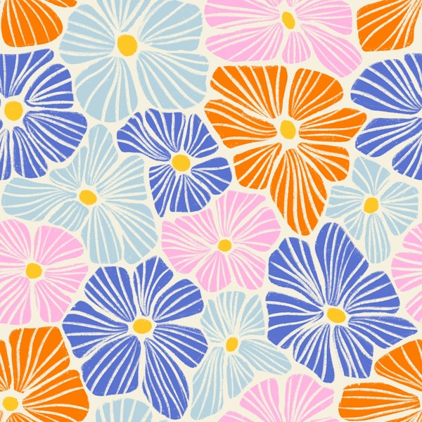 Textured Flower Mosaic - Pastel Multicolor