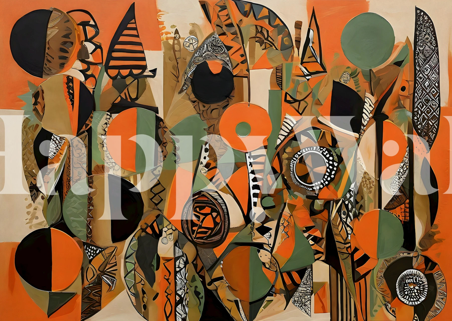 African art wallpaper in a colorful room