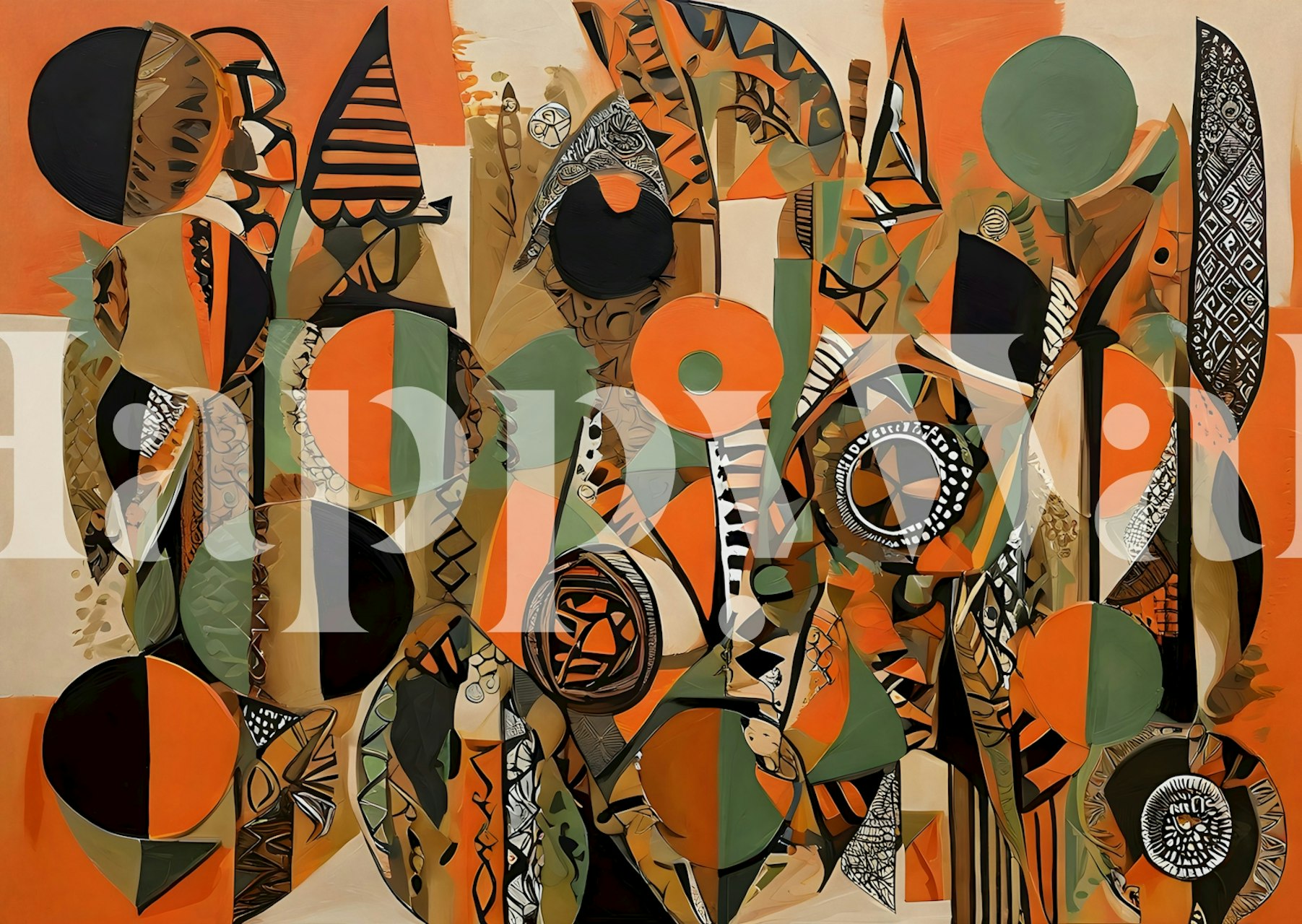 African art wallpaper in a colorful room