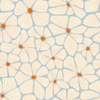 Textured Flower Mosaic - Blue White Orange tapet