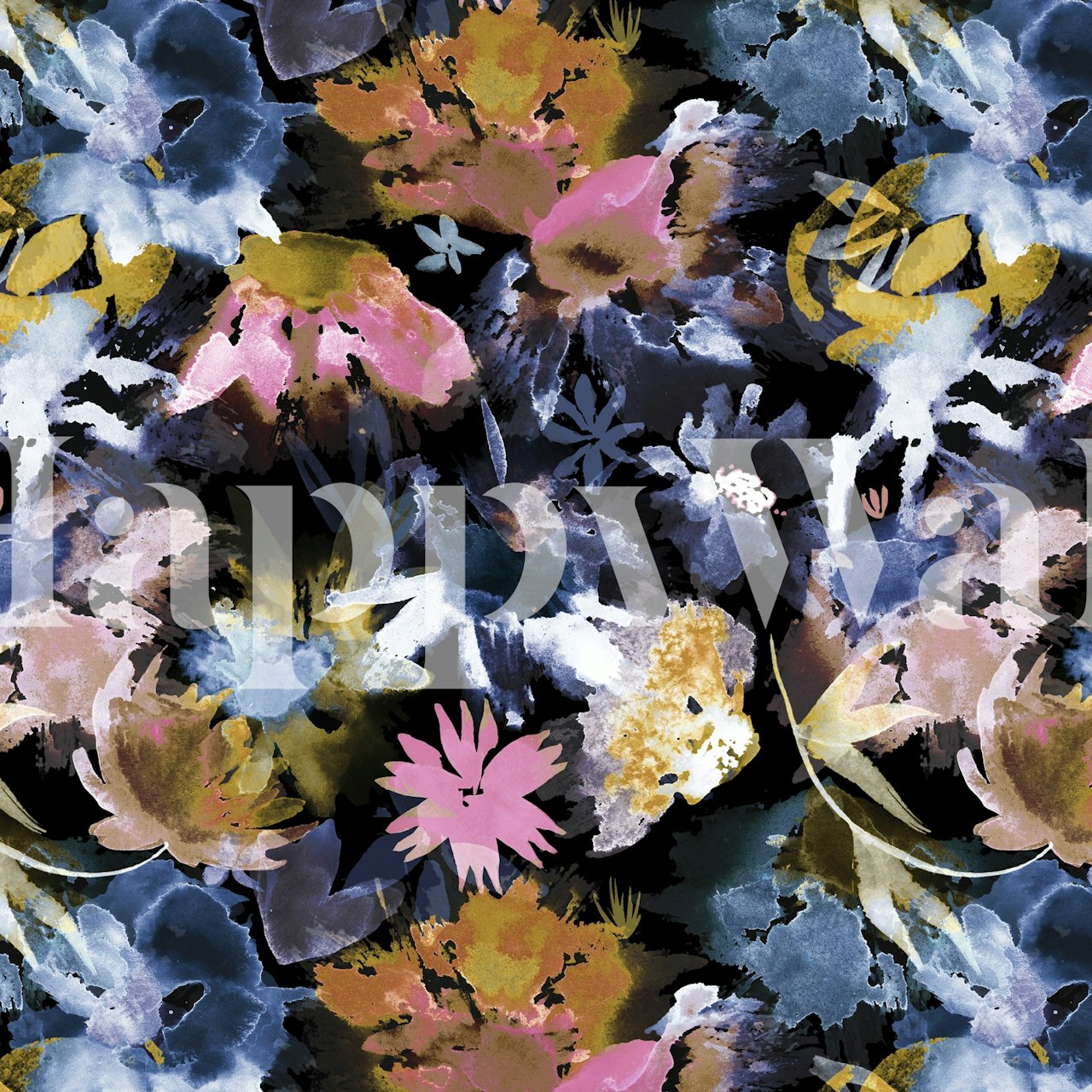 Colorful floral patterns with dark background wallpaper