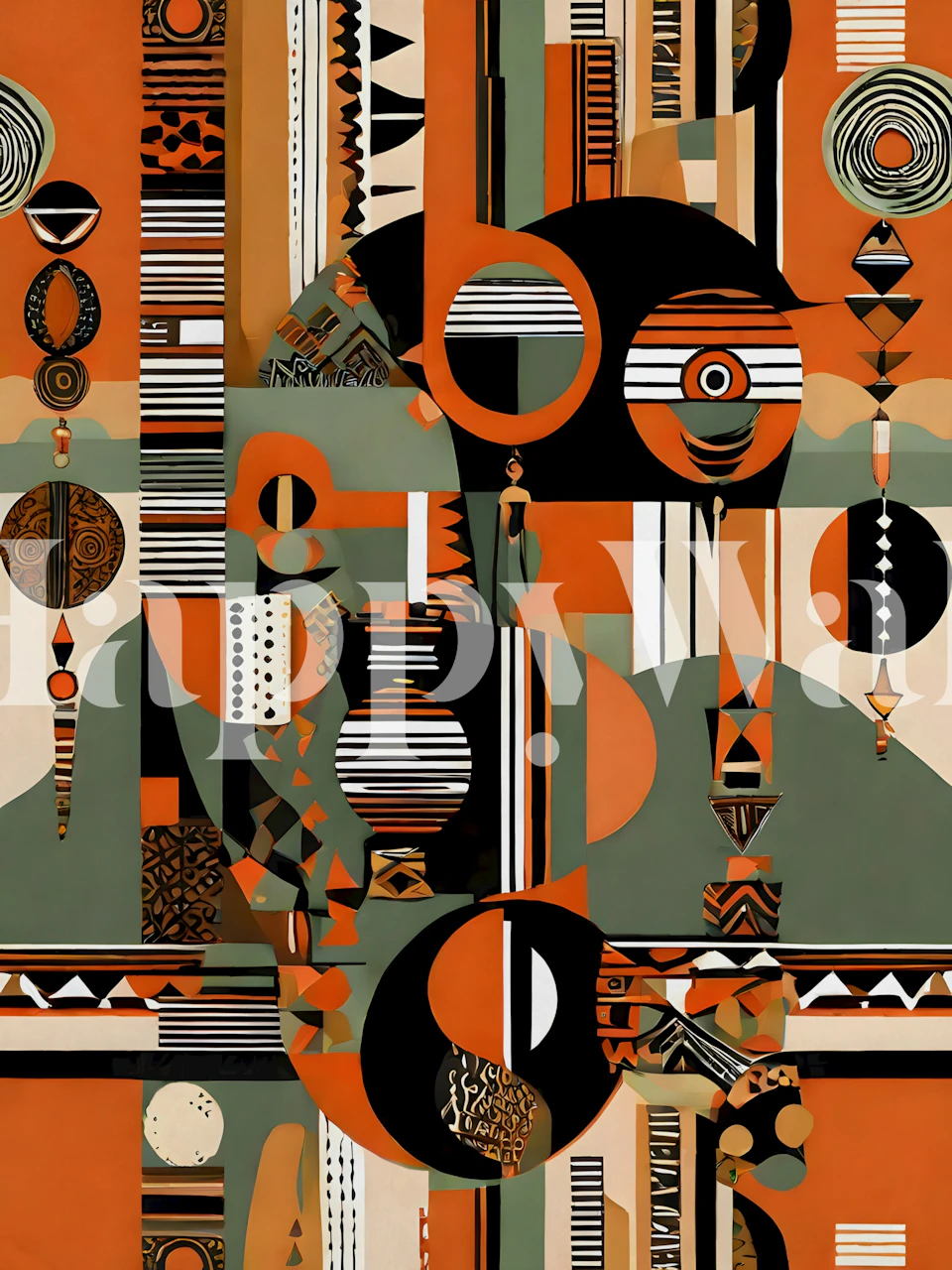 African Art wallpaper in a room
