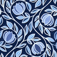 Moody Blue Stylized Floral tapete