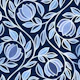 Moody Blue Stylized Floral