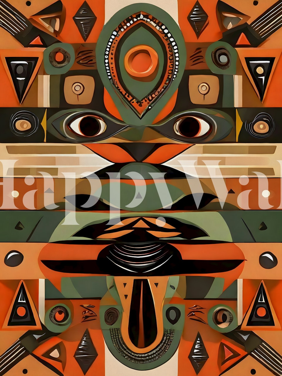 Colorful abstract geometric pattern with orange and green tones wallpaper