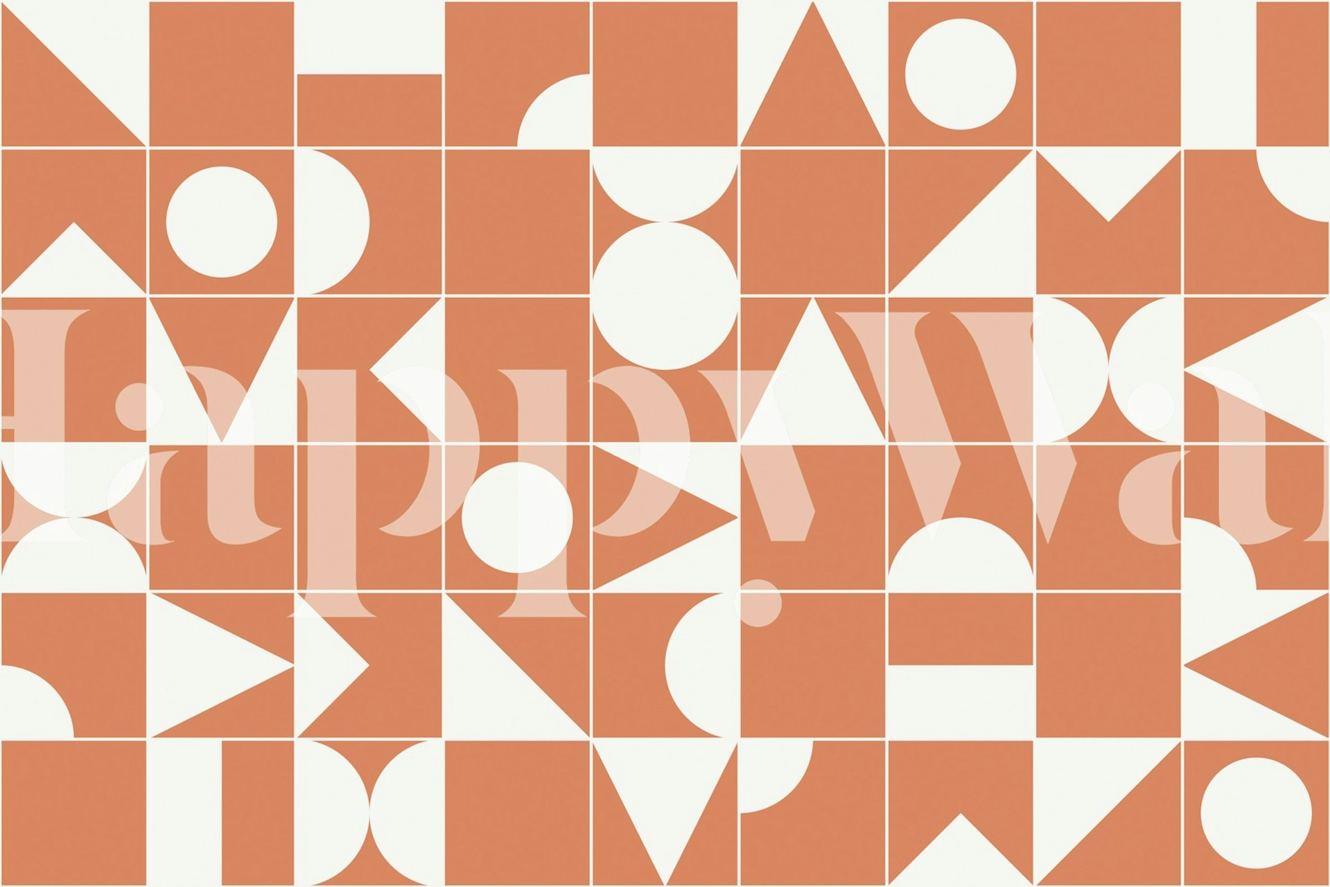 Geometric terracotta and white patterns wallpaper